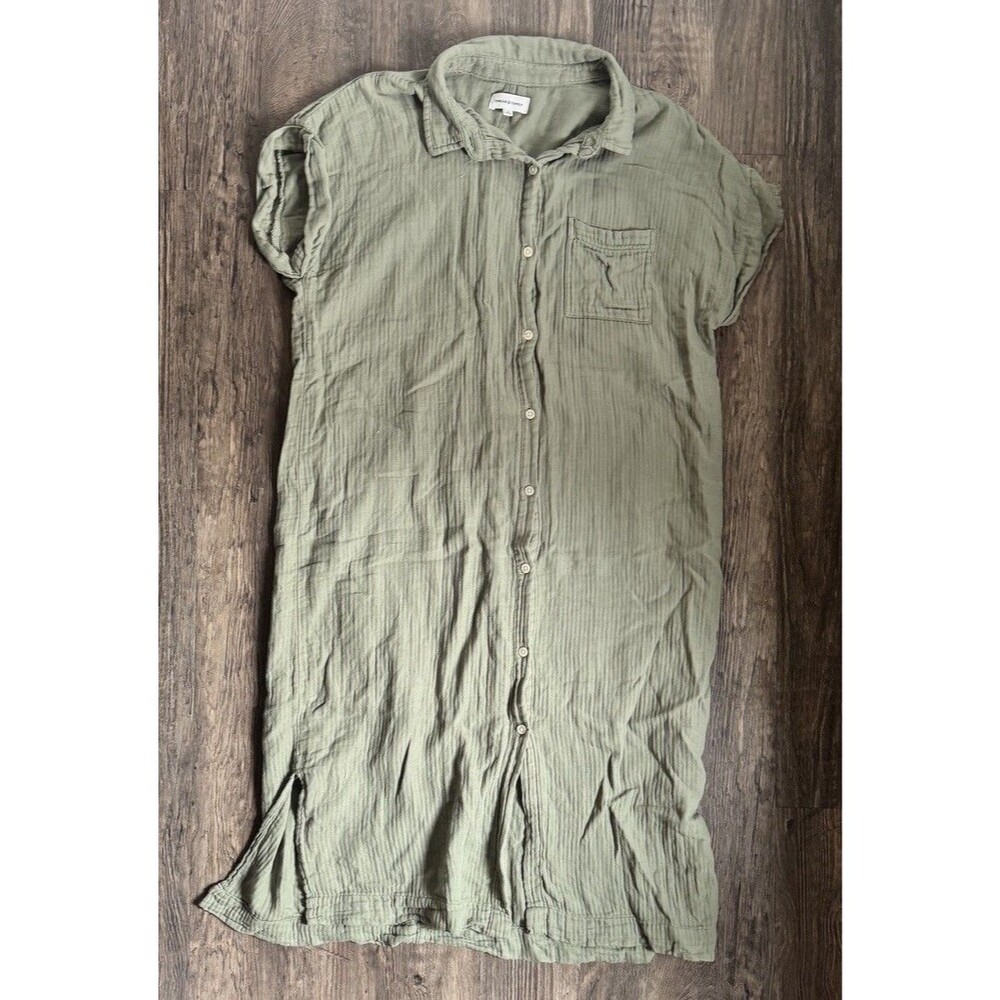 Thread And Supply Olive Green Size L Shirt Shift Dress Button Down Linen